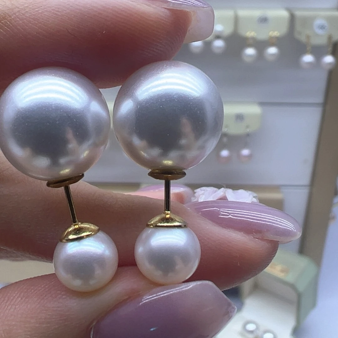 银S925镶嵌淡水珍珠耳饰