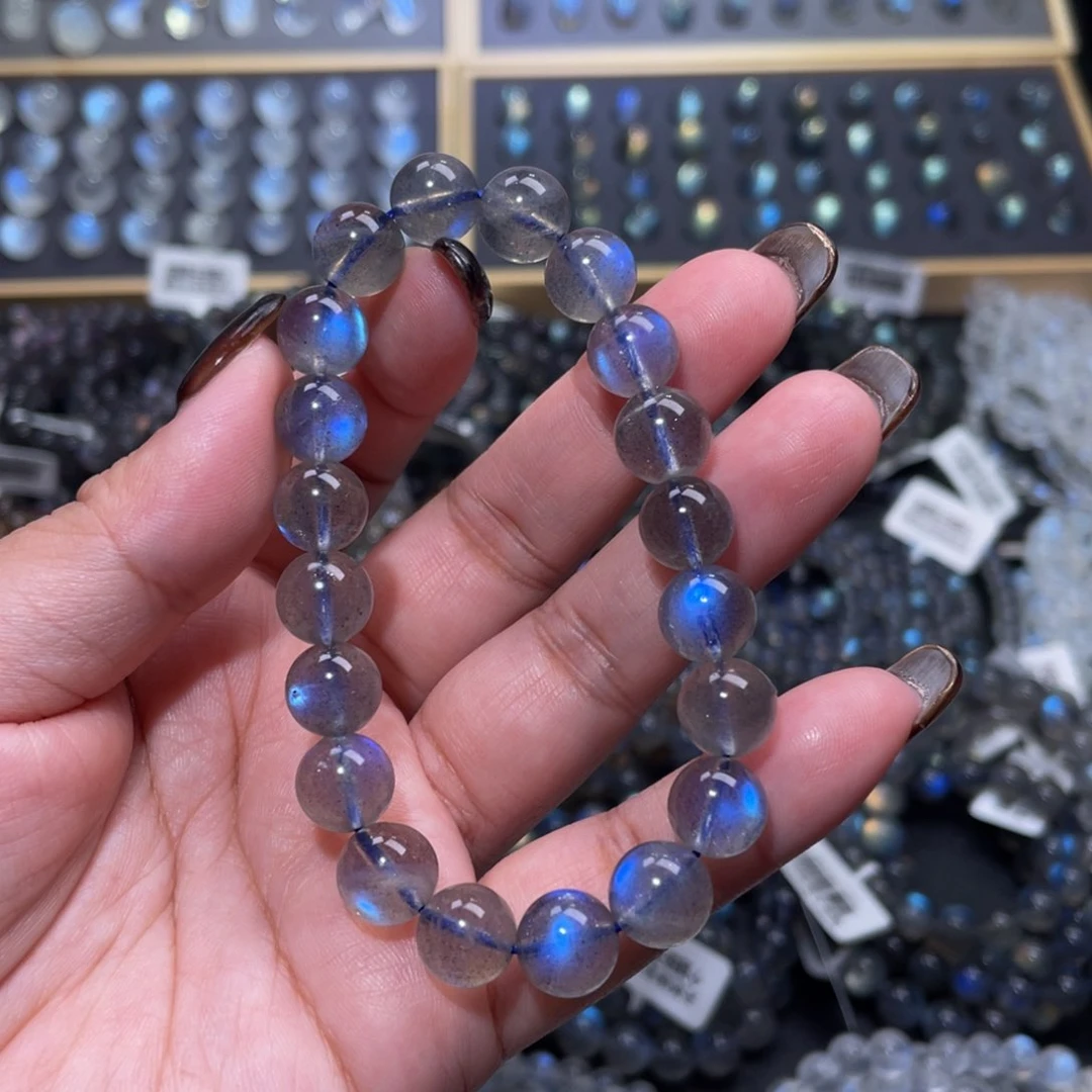 拉长石手链未镶嵌P****e灰月光手链9.5mm