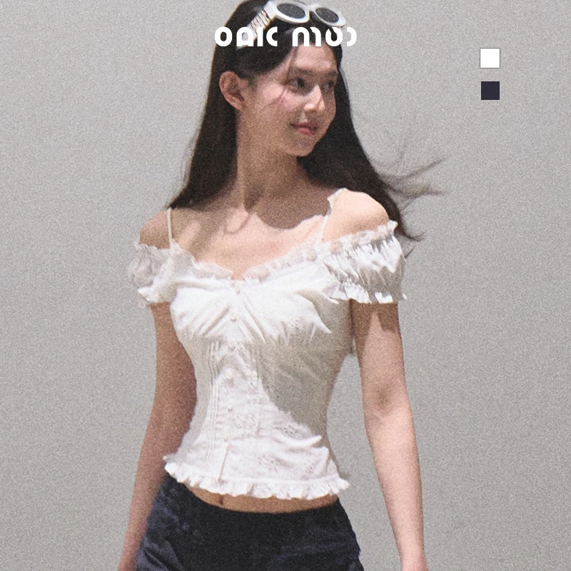 OAKMOO/"周末晴天十二点半"全棉显瘦上衣短款t恤衬衫法式气质白色