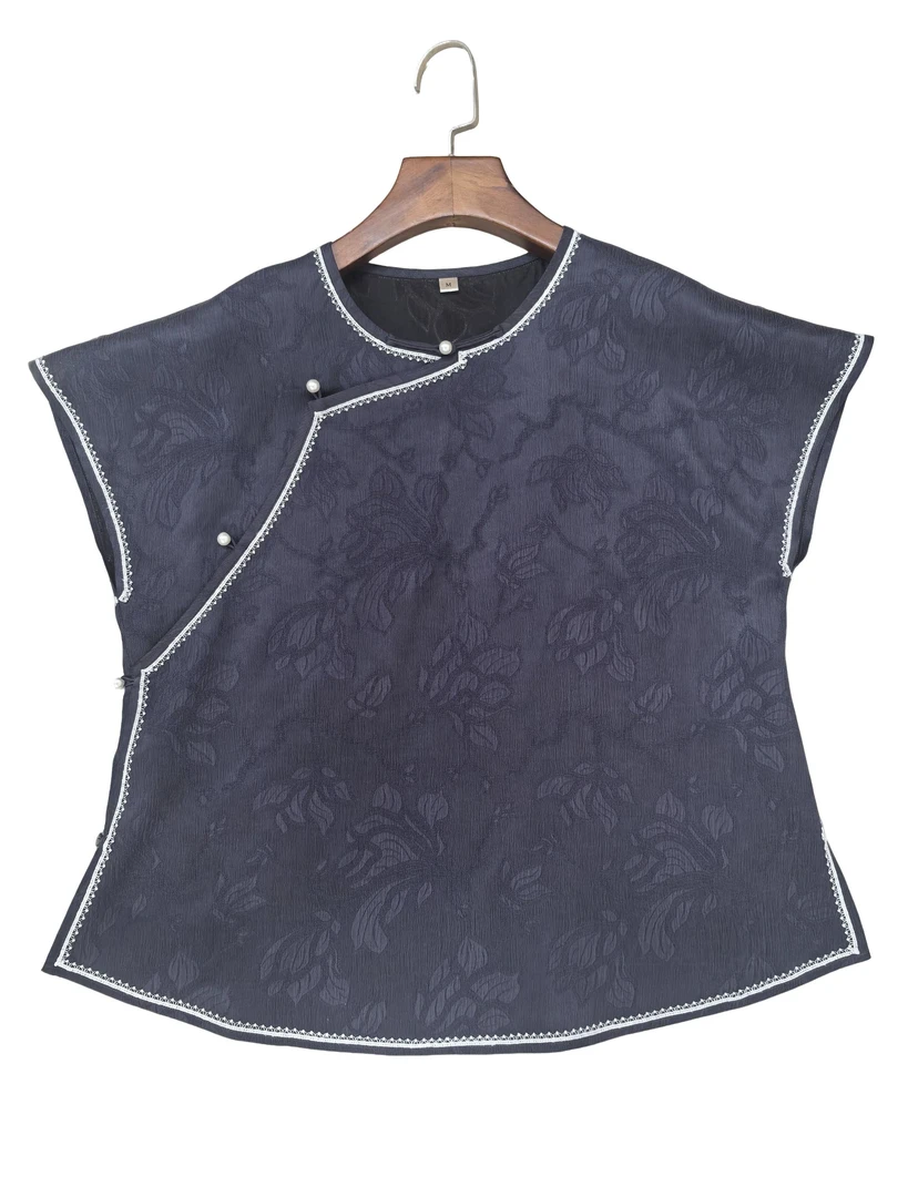 寨优袡【20241】香云纱透孔罗夏款百搭姐姐服上衣