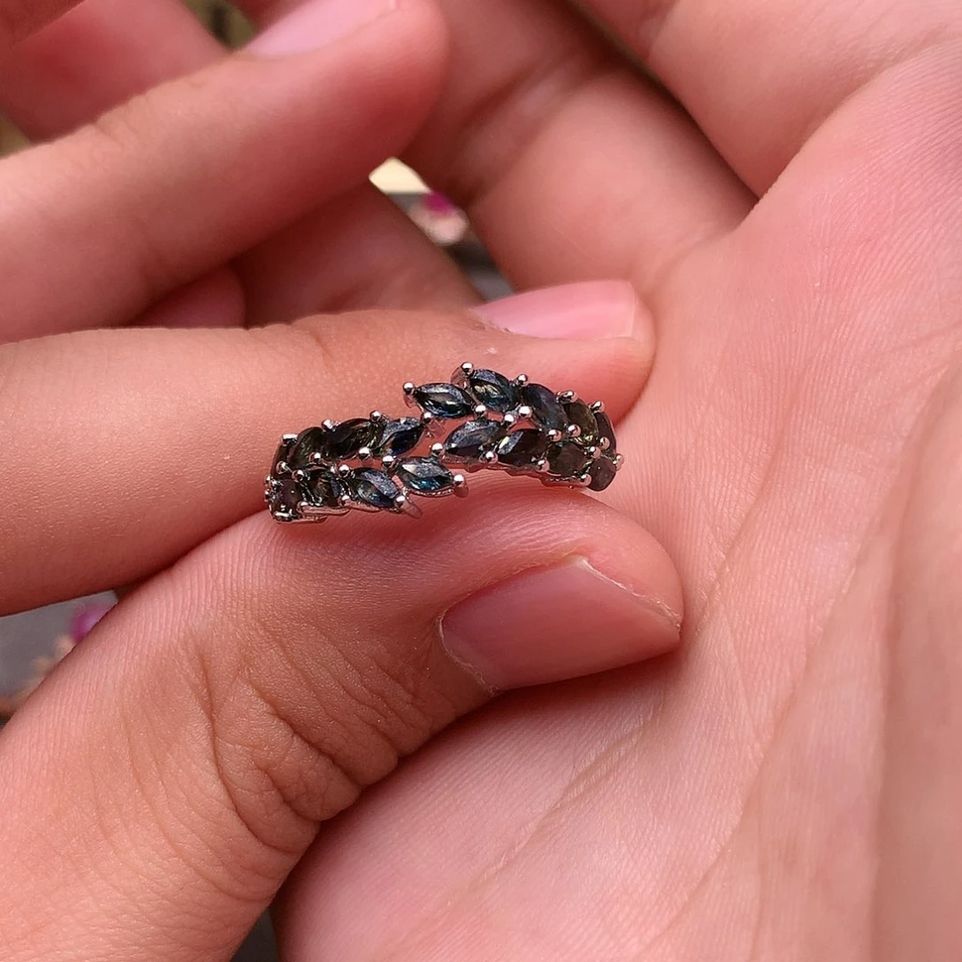 蓝宝石戒指银S925镶嵌