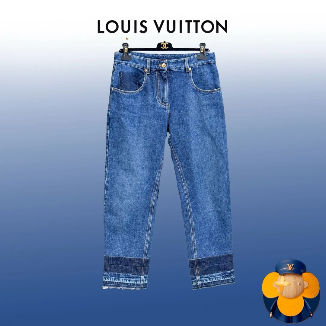 99新 LouisVuitton/路易威登 38码蓝色拼接款牛仔裤