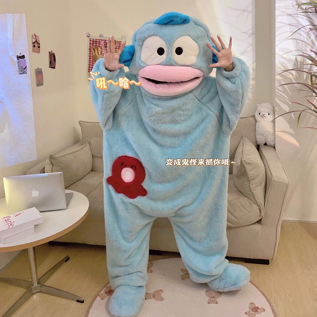 维多利亚正版丑鱼睡衣连体冬季加厚珊瑚绒卡通可爱搞怪大嘴鱼睡袍