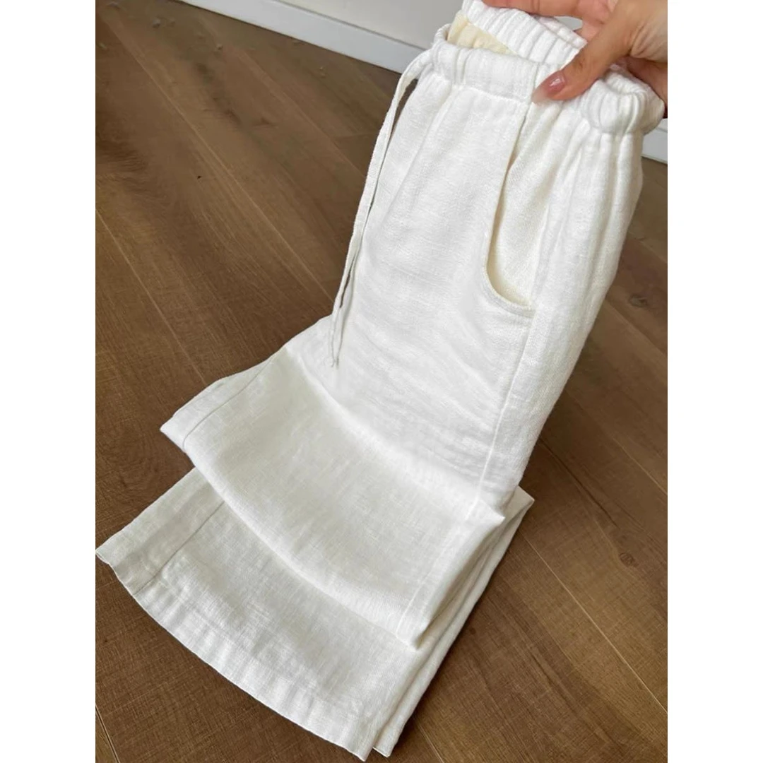 La Chapelle/拉夏贝尔推荐巨显腿长！水洗白色苎麻裤柔韧舒爽亚麻