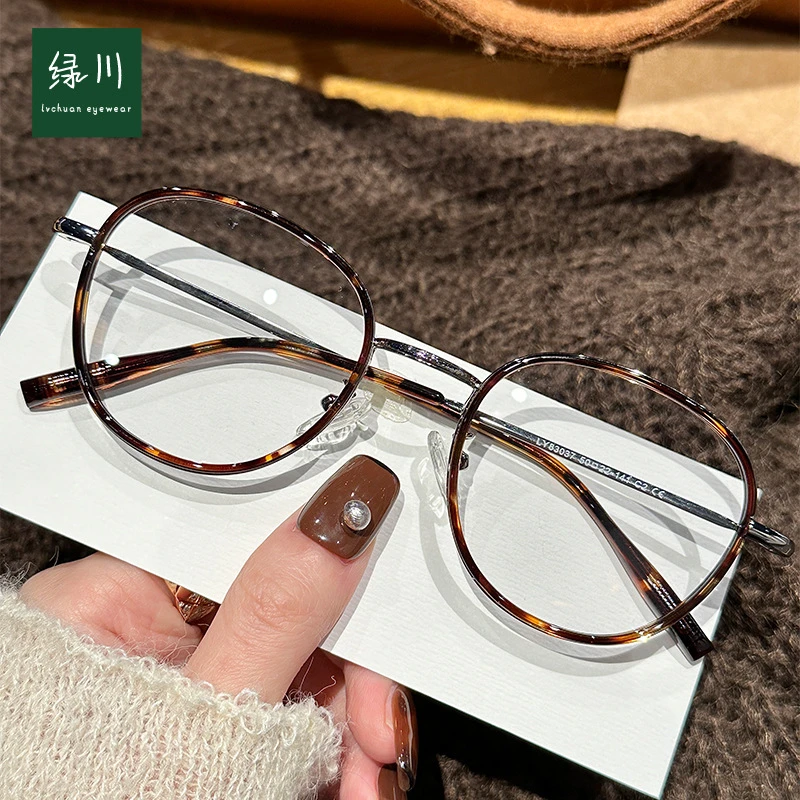 31号83037文艺赫本风小圆框近视眼镜女多色时髦玳瑁平光镜框韩版