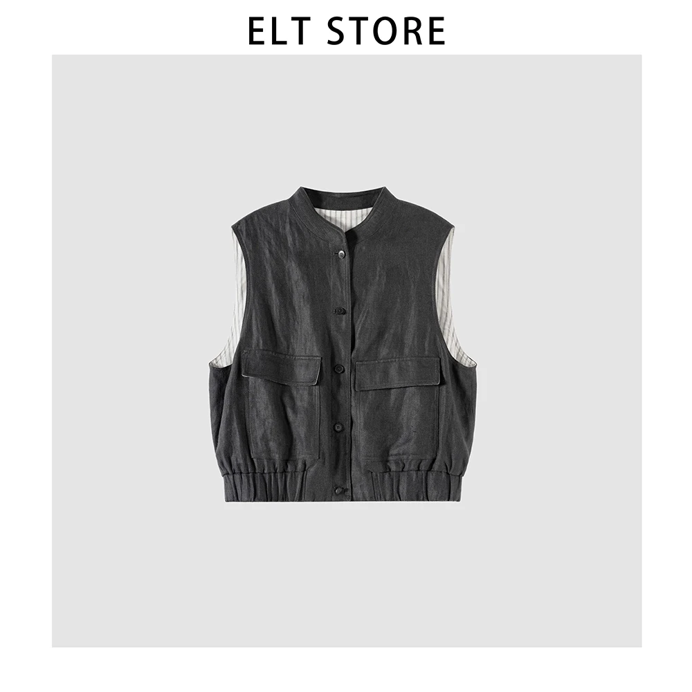 【巡航马甲】亚麻双口袋马甲1420