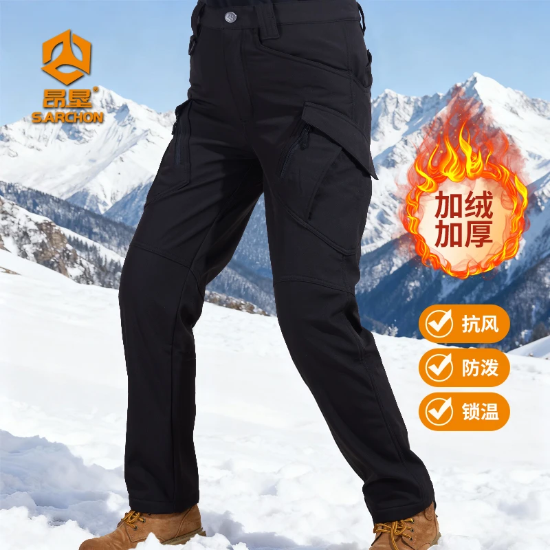 冬季IX9软壳战术裤男加绒加厚户外工装裤弹力直筒防寒防风休闲裤商品图