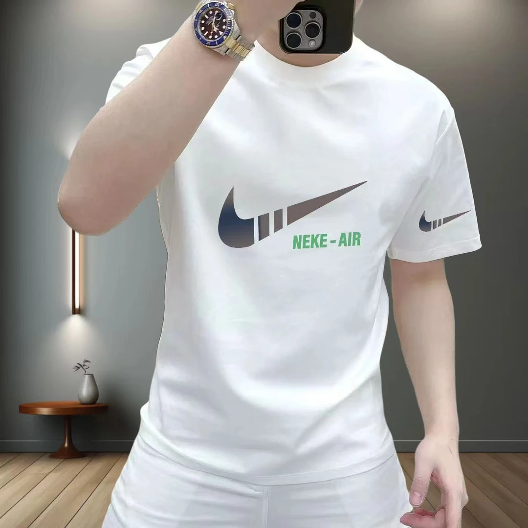 索罗娜凉感潮牌时尚圆领冰丝短袖t恤男夏季潮流休闲修身男装上衣