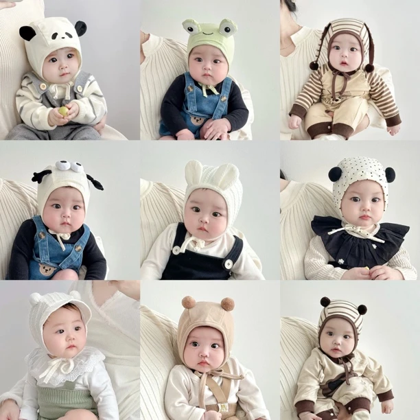 【男宝胎帽系列】婴儿帽子可爱护囱门护耳帽男女宝宝冬款新生儿胎帽