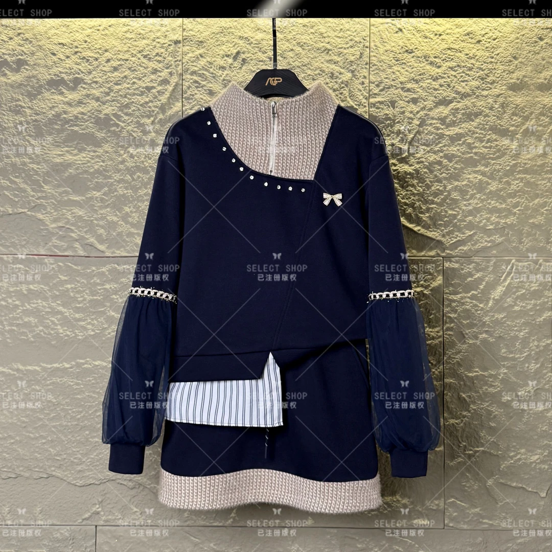 设计师<加绒系列>减龄款|宽松版秋冬季长袖短裙休闲翻领-T249