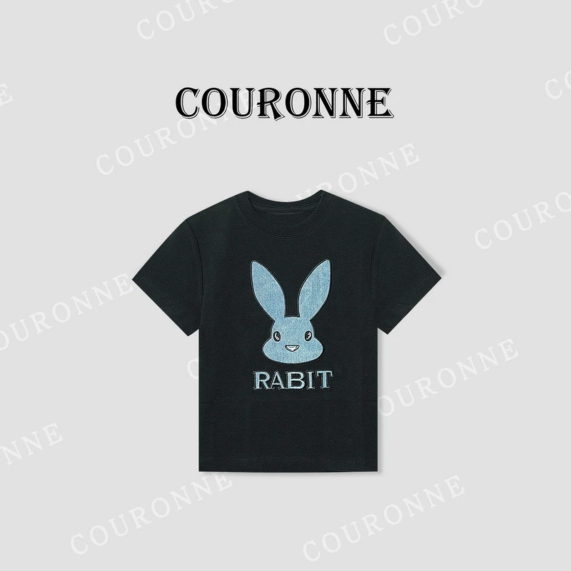 【小熊】-春夏‘’兔子‘’减龄休闲显瘦时髦小众设计小个子短袖32097