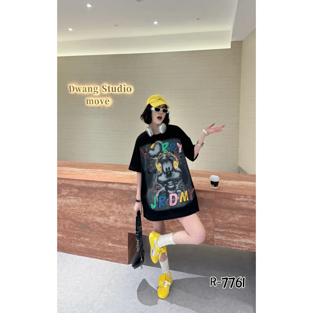 潮秀儿家大码显瘦欧潮时尚春款半袖(耳麦高飞)7761