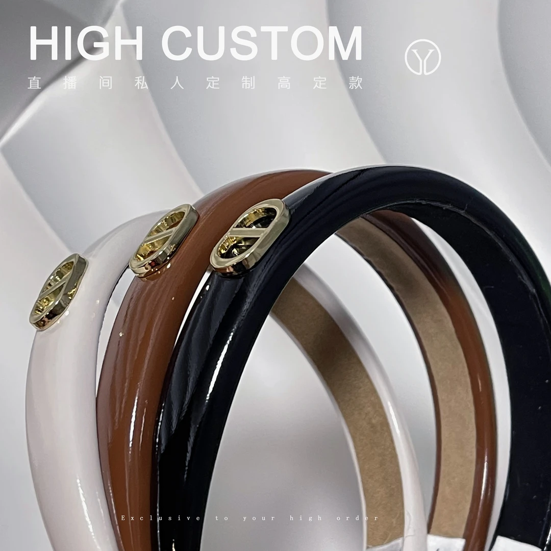 猪鼻子漆皮三色细发箍