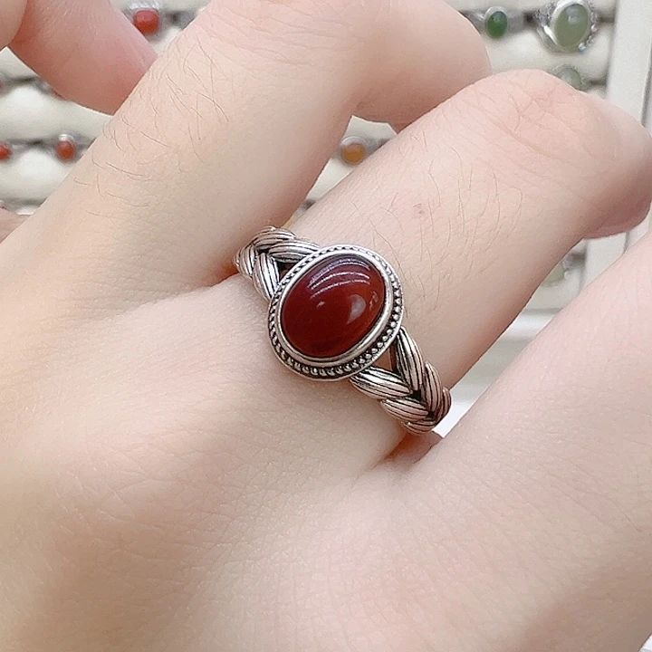 血珀银S925镶嵌戒指