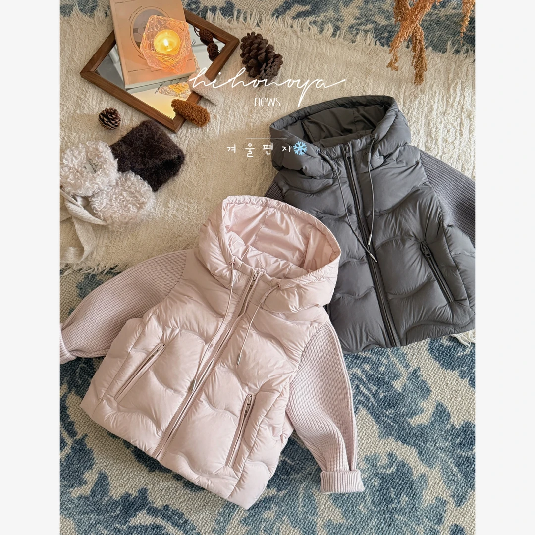 【绒绒舱】十二Hihoniya~2025冬季亲子针织拼接90白鸭绒羽绒服