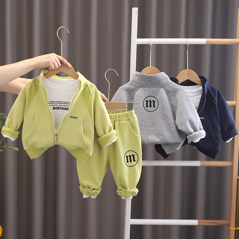 【三件套】2025秋装上新中小童休闲棒球服加运动裤加卫衣高品质童装