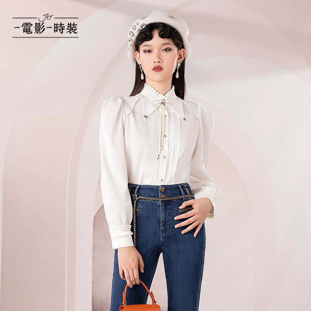 【诗语专属】一电影一时装飘带小众独特漂亮衬衫FEIS142503
