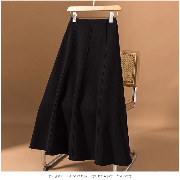 【甲木穿搭】喇叭裙羊毛高腰显瘦A字半身伞裙/YI 6810