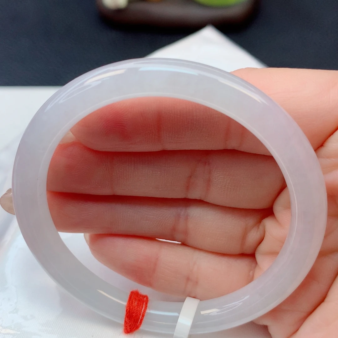 翡翠未镶嵌手镯53.1冰透白月光美人条