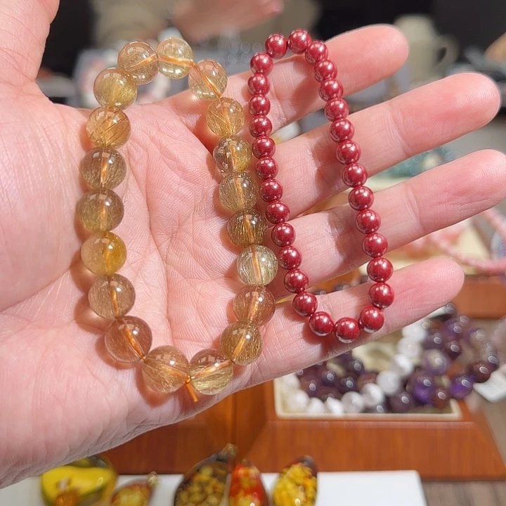 ૮****未镶嵌手链水晶金发朱砂