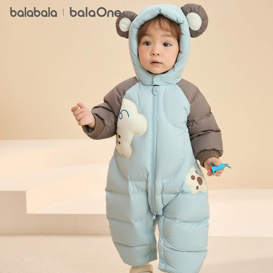 【balaOne】巴拉巴拉童装儿童羽绒服连体衣2025新冬装哈衣爬服萌趣