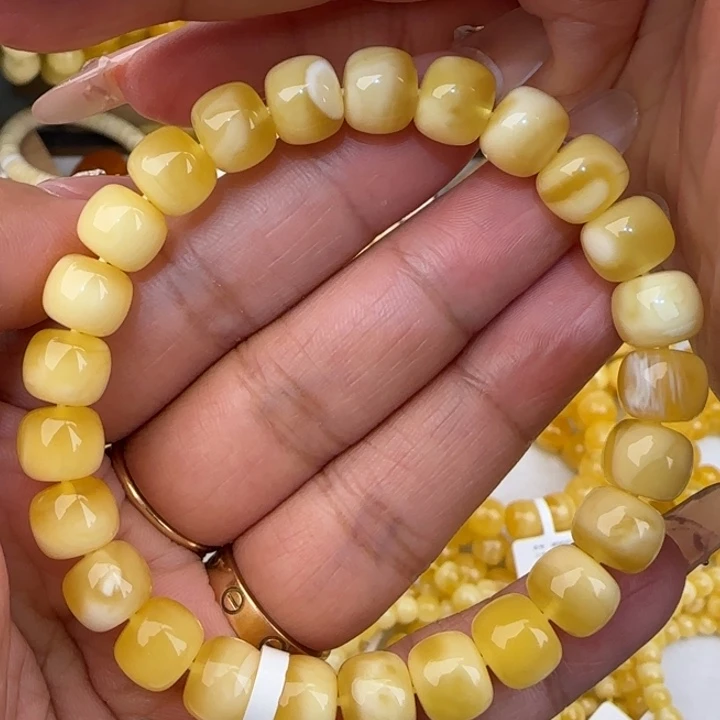 手链蜜蜡未镶嵌金白老型手串