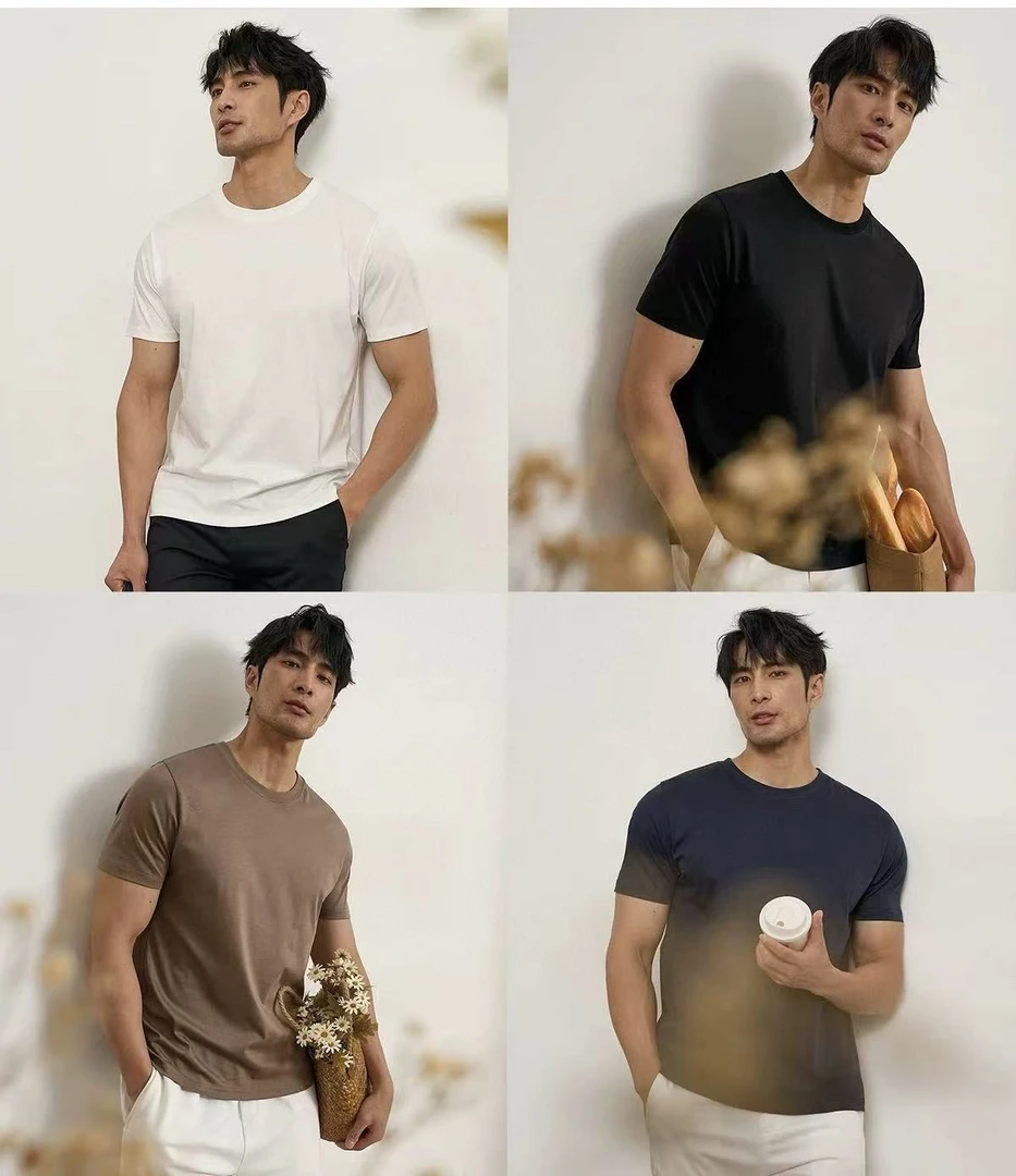 02254张十柒黑色服饰桑蚕丝剪标圆领高品质T桖简约透气时尚