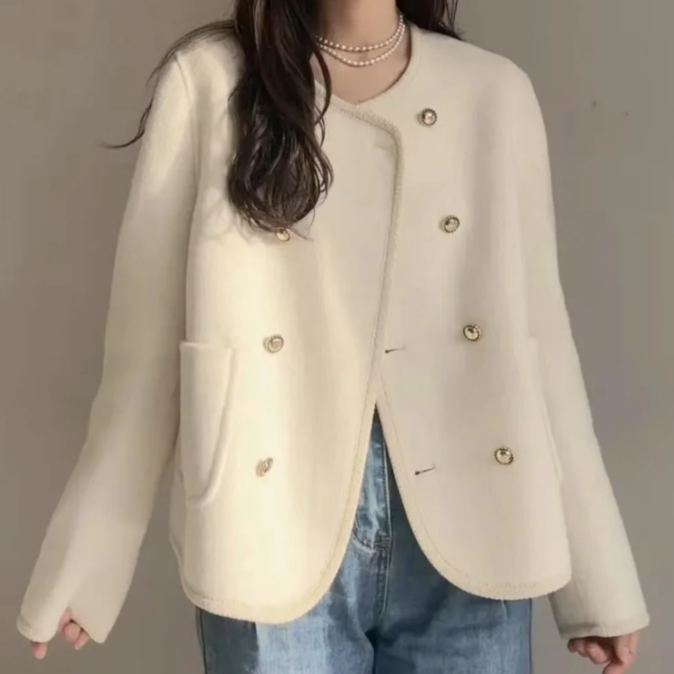 【当季新款】包边双排扣时尚休闲短款小香风大衣