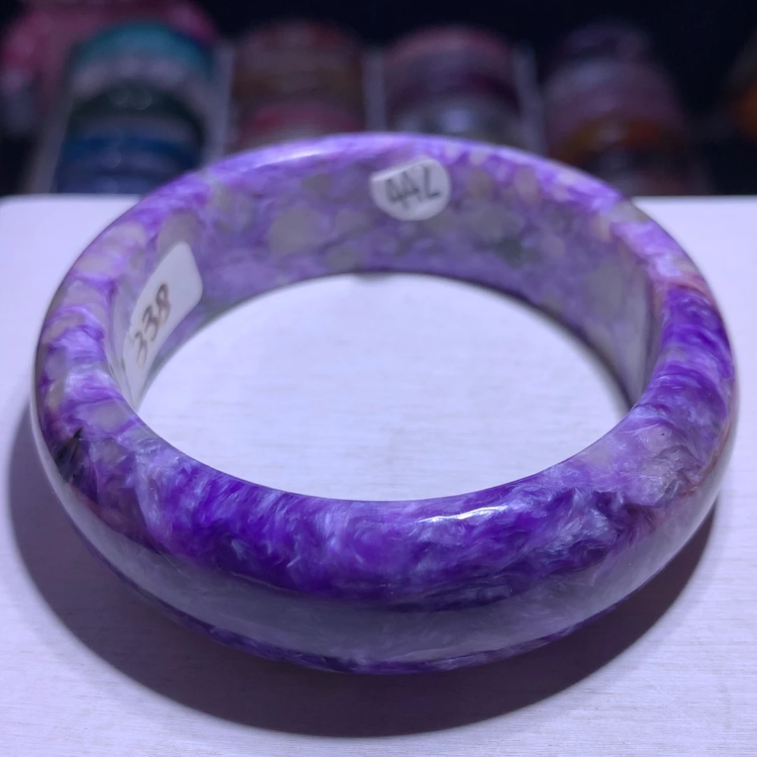 水晶手镯银S925镶嵌紫龙晶58.2圈442