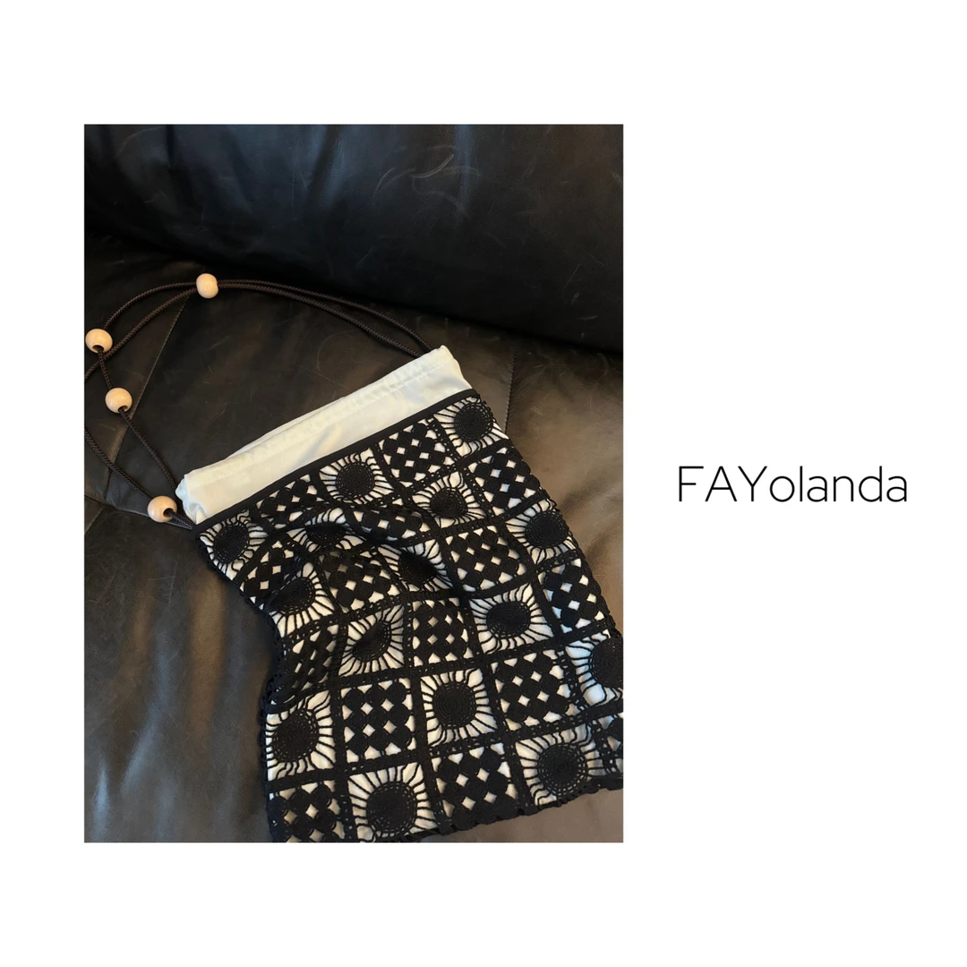 FAY  | 法式手工钩花抽拉式单肩包(28*40)（1H04059）