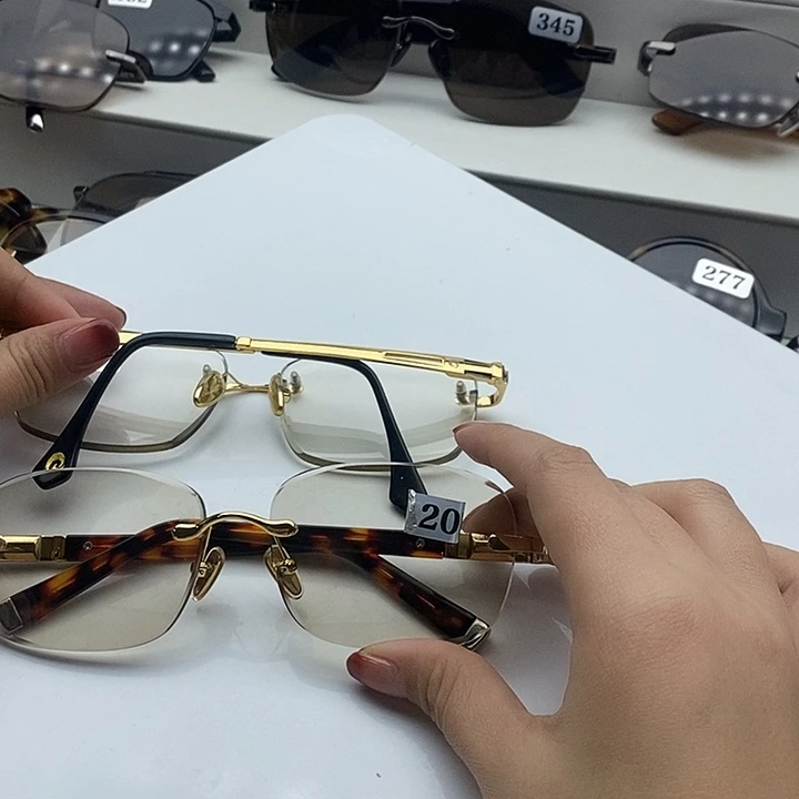 云***采无框款天然水晶石头眼镜