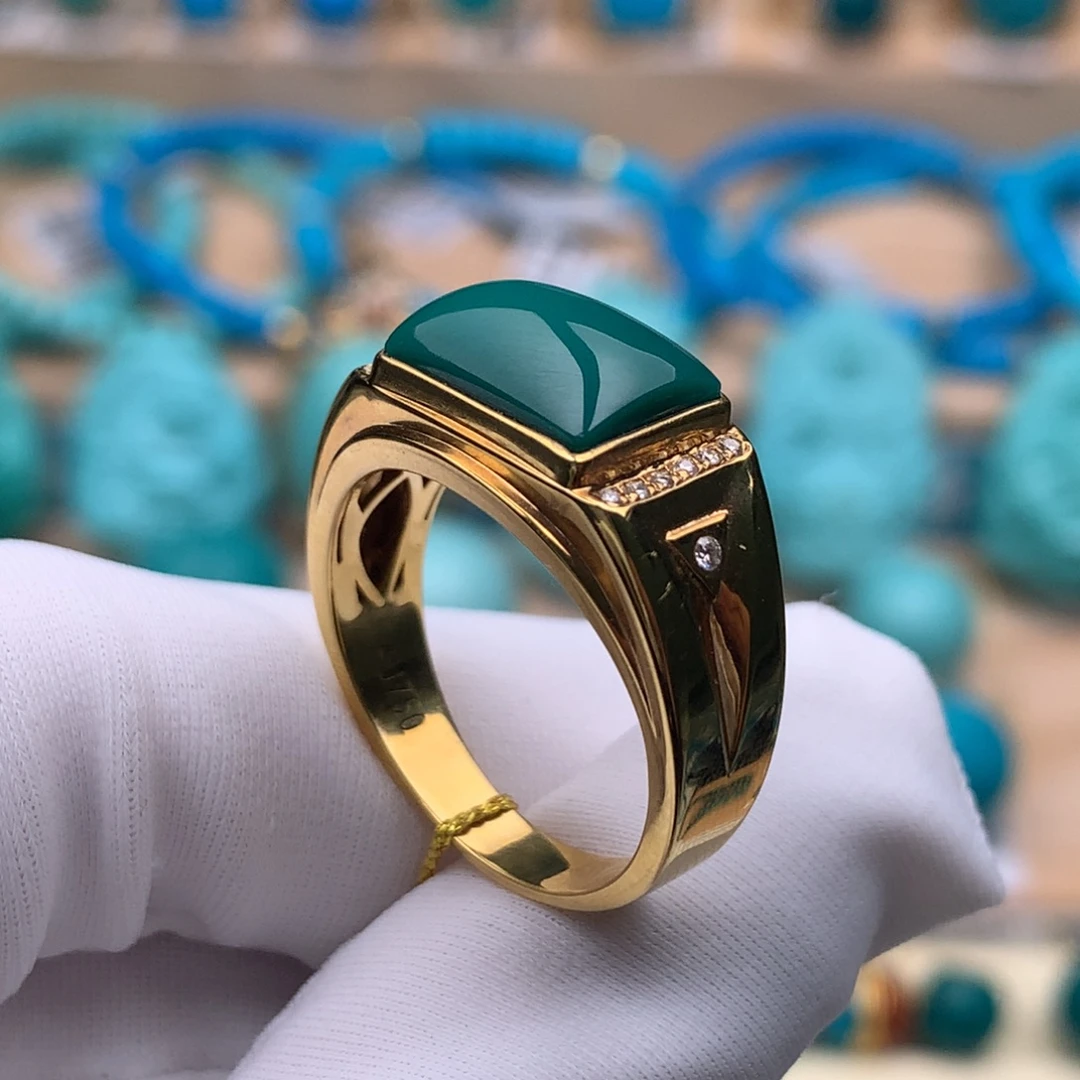 绿松石18K金镶嵌珠宝奇石