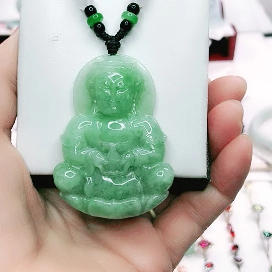 翡翠颈饰未镶嵌天然翡翠玉观音吊坠