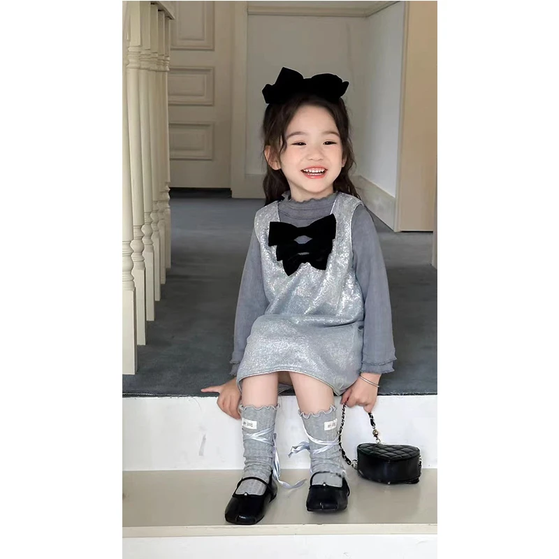 【本妈】秋“银河遐想”女童打底上衣+无袖背心亮片连衣裙X102  35