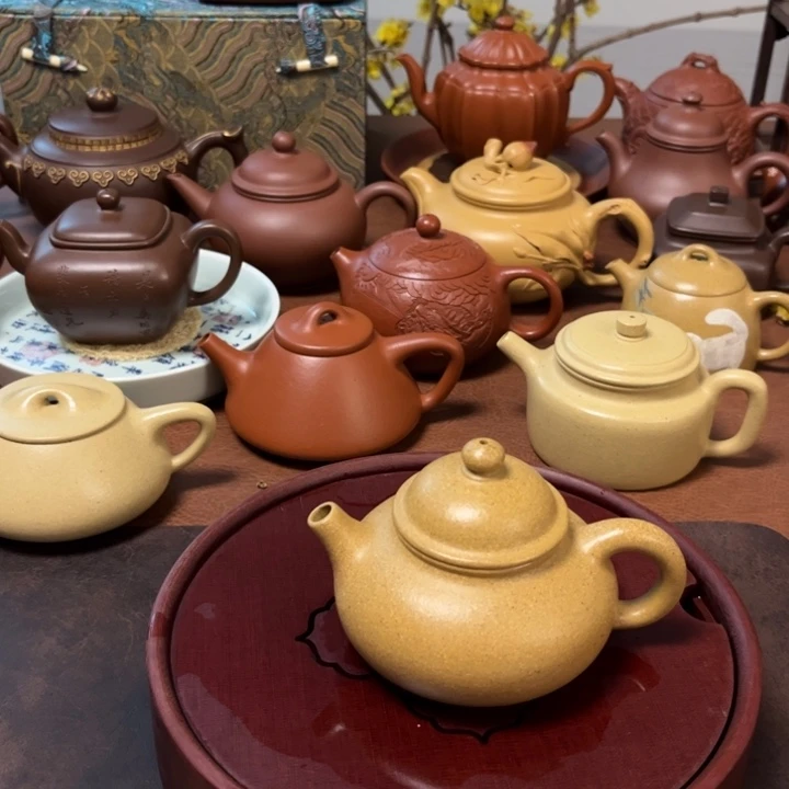 紫砂茶壶容天黄金段半手壶