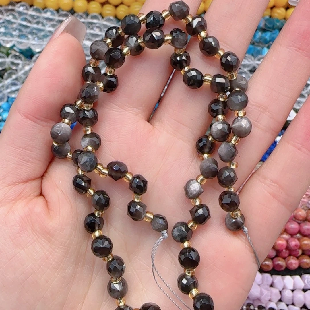 玛瑙/玉髓珠宝半成品未镶嵌一级银耀石切面水滴一条卡5