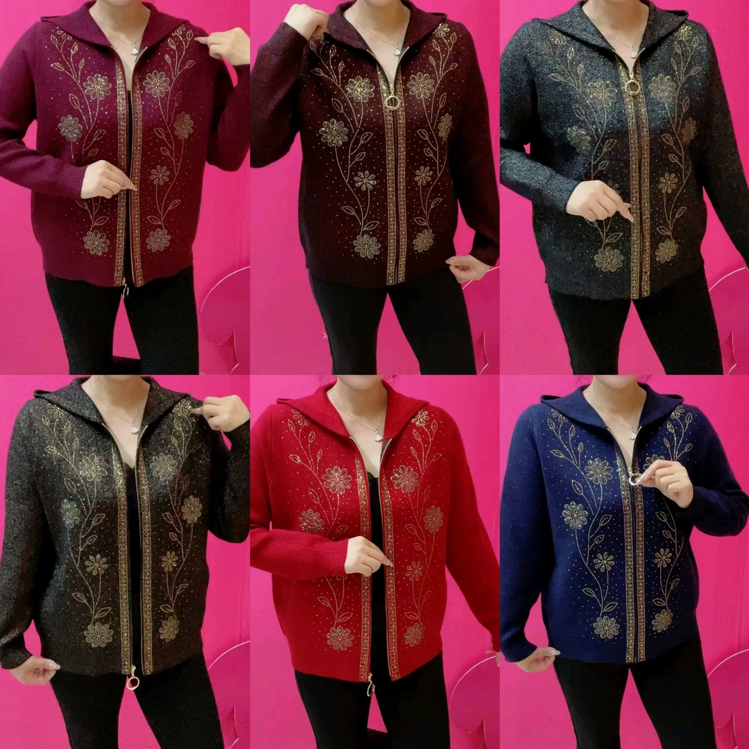 时尚新款连帽拉链中老年外套