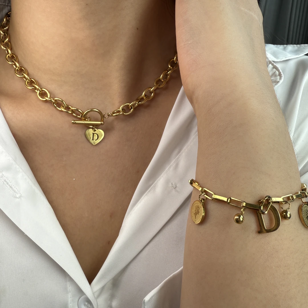 不锈钢项链 发2个【1项链+1手链】【古巴链条】饰品欧美款手链项链