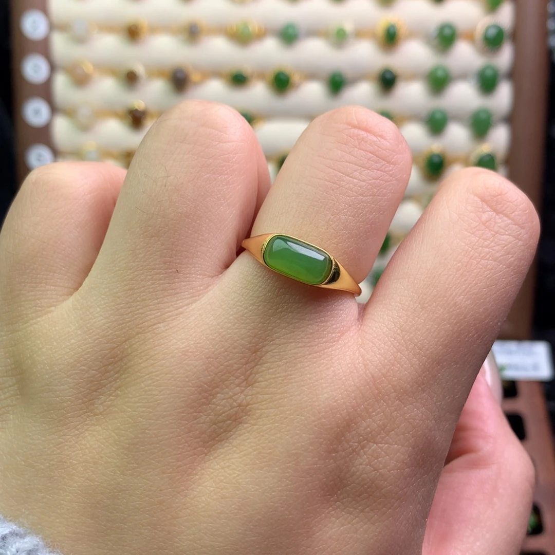 和田玉银S925镶嵌戒指