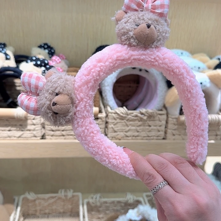 粉色小熊洗脸发箍