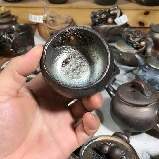 瓷片内雕风景杯子的