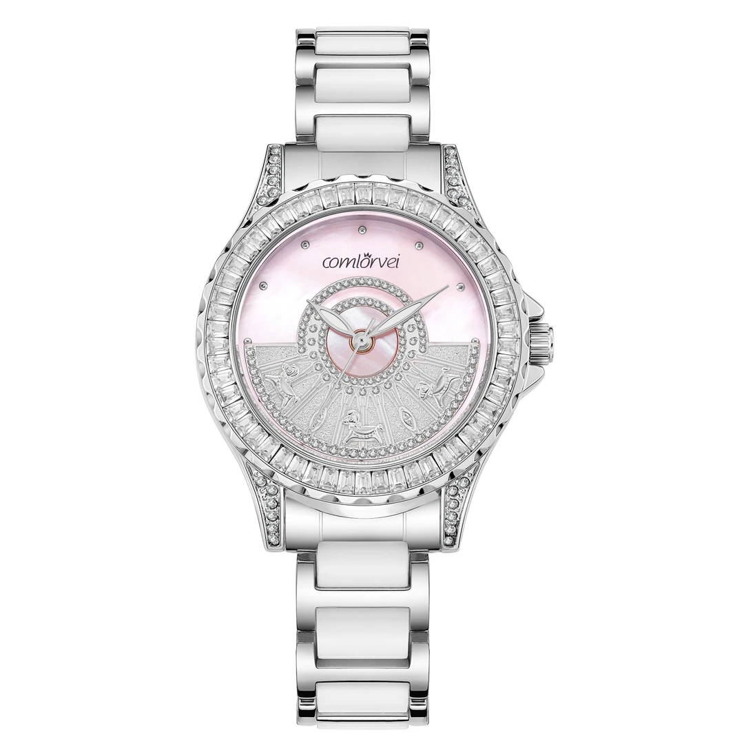 DIHUAFEEL新款手表女士旋转木马设计镶钻高级感女士防水小众腕表