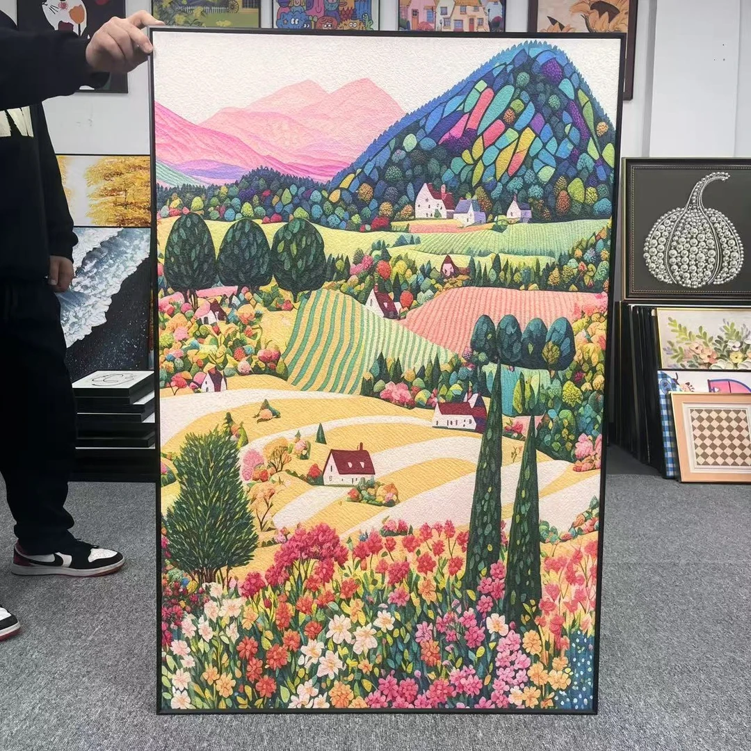 多巴胺抽象金山客厅玄关大幅落地装饰画艺术高级壁画80120