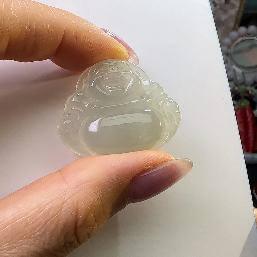 翡翠裸石天然缅料A货 佛公吊坠