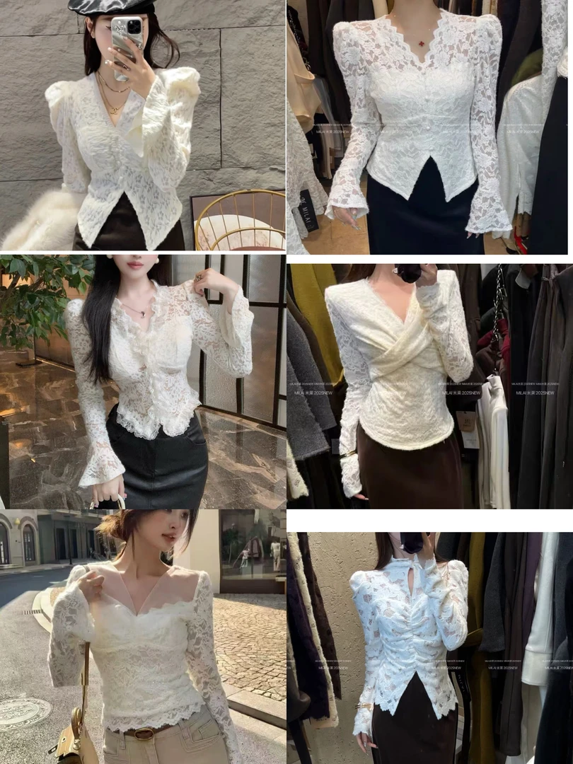 【现货-蕾丝上衣】韩国定制系列实体店品质高级感女装上衣90