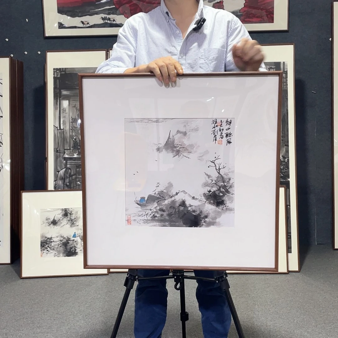 国画手绘画作品带框