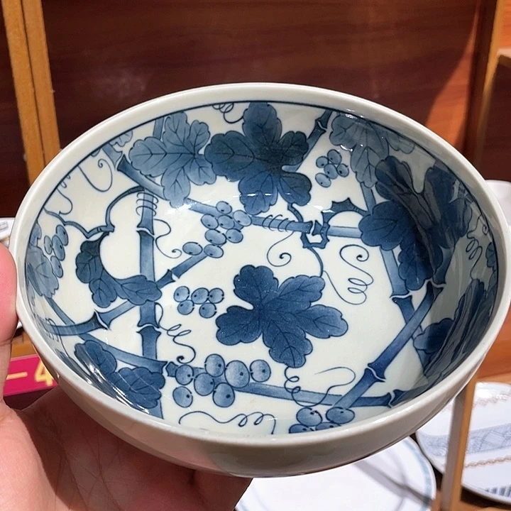 紫砂46玄多窑满内绘青花大面碗