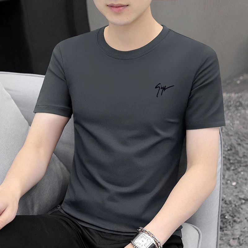 短袖T恤男夏季新款舒适百搭圆领印花体恤休闲宽松上衣打底衫男装