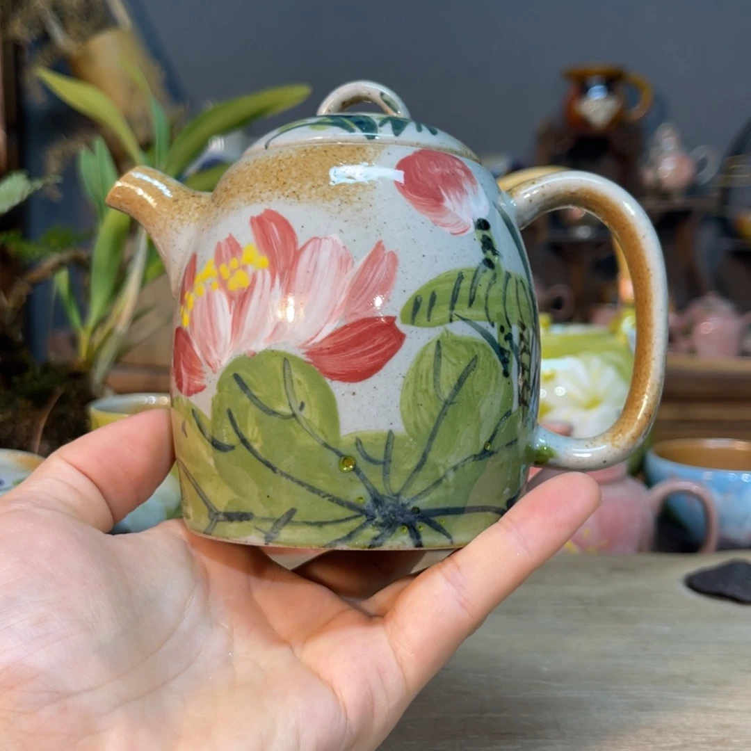 壶素浅陶瓷手工手绘