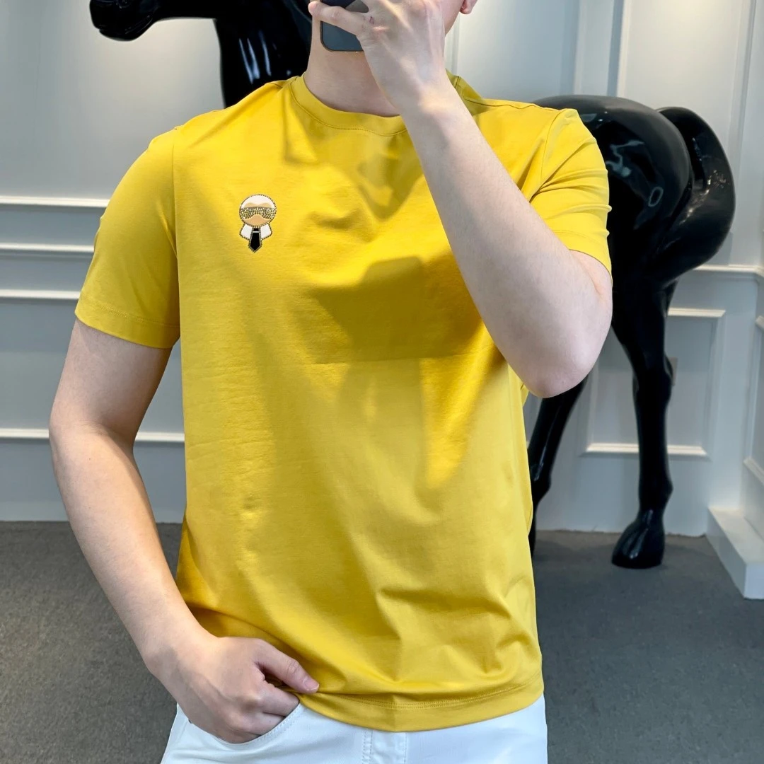 <古帝特尼>春夏新款男士潮流时尚圆领简约百搭烫钻修身短袖Z-8235